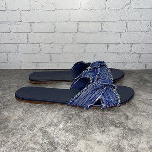 Rothy's The Knot Frayed 'Indigo Fringe' Women's Slip On Flat Sandals Size 11.5